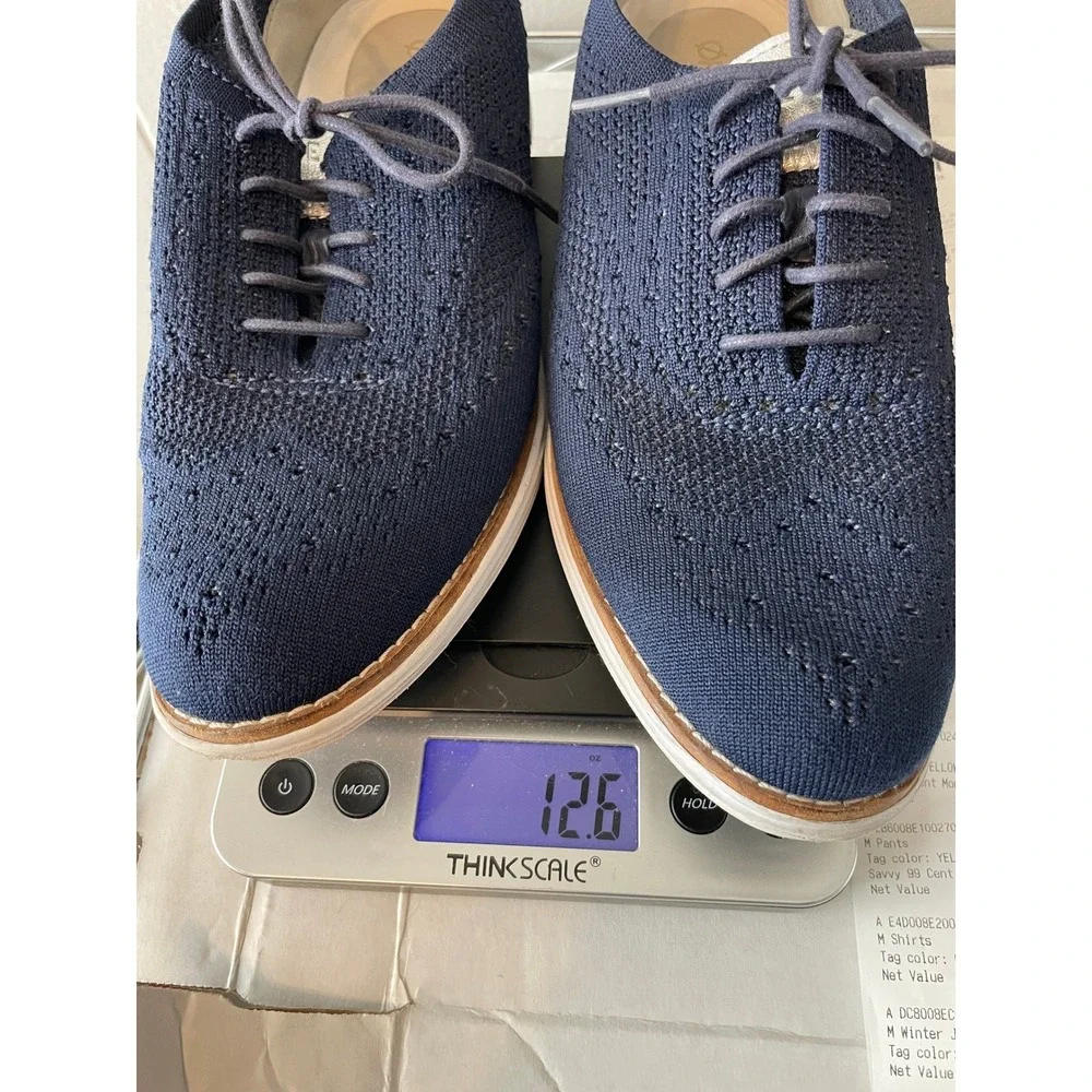 Cole‎ Haan OriginalGrand Knit Wingtip Oxford Shoes Womens 8B Blue Silver